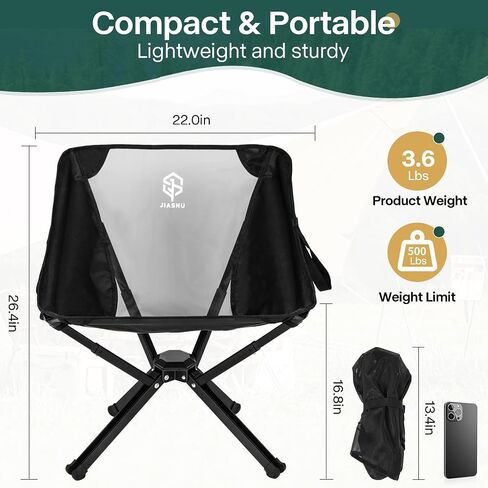 Compact Camping Chair,Ultralight Lightweight Folding Portable Camp Chair, 10 Seconds Quick Setup Backpack Chair with Carrying Bag for Outdoor, Travel, Picnic, Hiking, Festival in Saudi Arabia