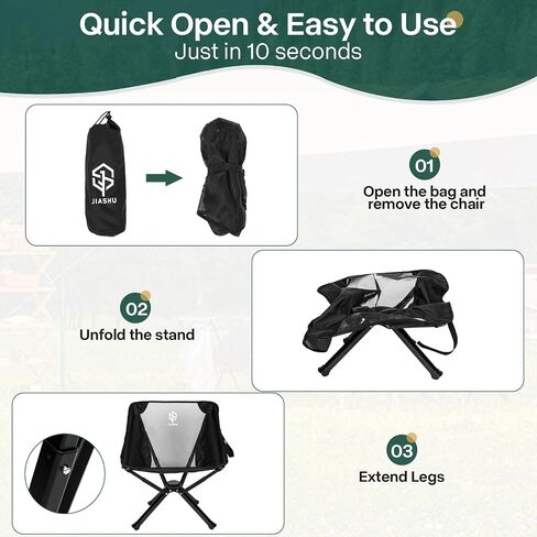 Compact Camping Chair,Ultralight Lightweight Folding Portable Camp Chair, 10 Seconds Quick Setup Backpack Chair with Carrying Bag for Outdoor, Travel, Picnic, Hiking, Festival in Saudi Arabia