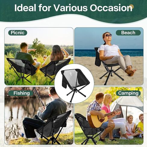 Compact Camping Chair,Ultralight Lightweight Folding Portable Camp Chair, 10 Seconds Quick Setup Backpack Chair with Carrying Bag for Outdoor, Travel, Picnic, Hiking, Festival in Saudi Arabia