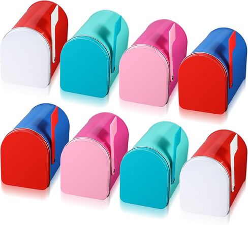 8 Pcs 5'' x 3'' Tinplate Mailbox Toy Small Decorative Mailbox Mini Tin Mailbox DIY Crafts for Boys and Girls Greeting Cards Exchange Gifts Classroom Prize Supply in Saudi Arabia