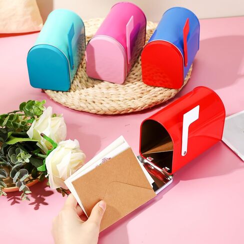8 Pcs 5'' x 3'' Tinplate Mailbox Toy Small Decorative Mailbox Mini Tin Mailbox DIY Crafts for Boys and Girls Greeting Cards Exchange Gifts Classroom Prize Supply in Saudi Arabia