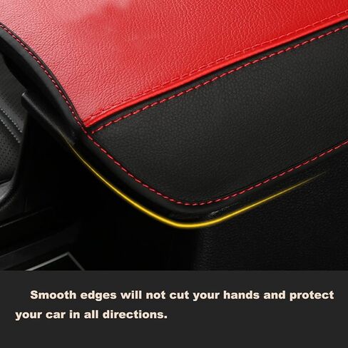 الجلود مركز وحدة التحكم مسند الذراع غطاء صندوق السيارات مسند الذراع المركزي وسادة واقية اكسسوارات الديكور الداخلي ل CRV 2017 2018 2019 2020 2021 2022 (غرز سوداء) in Kuwait