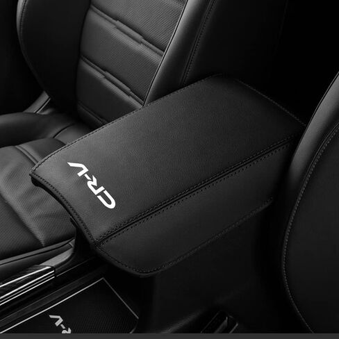 الجلود مركز وحدة التحكم مسند الذراع غطاء صندوق السيارات مسند الذراع المركزي وسادة واقية اكسسوارات الديكور الداخلي ل CRV 2017 2018 2019 2020 2021 2022 (غرز سوداء) in Kuwait