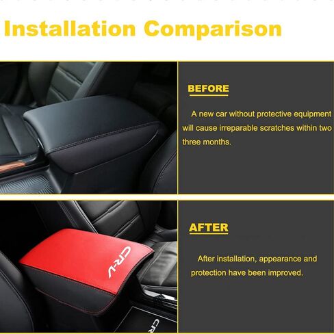 الجلود مركز وحدة التحكم مسند الذراع غطاء صندوق السيارات مسند الذراع المركزي وسادة واقية اكسسوارات الديكور الداخلي ل CRV 2017 2018 2019 2020 2021 2022 (غرز سوداء) in Kuwait