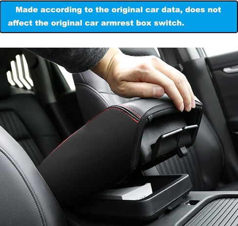 الجلود مركز وحدة التحكم مسند الذراع غطاء صندوق السيارات مسند الذراع المركزي وسادة واقية اكسسوارات الديكور الداخلي ل CRV 2017 2018 2019 2020 2021 2022 (غرز سوداء) in Kuwait