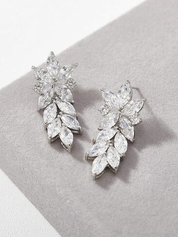 SWEETV Marquise Wedding Bridal Earrings Bracelets Set for Brides, Bridesmaids in Saudi Arabia
