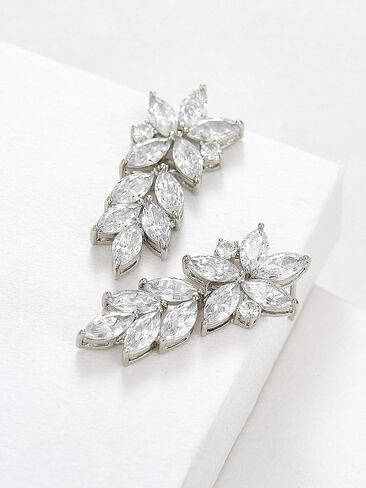 SWEETV Marquise Wedding Bridal Earrings Bracelets Set for Brides, Bridesmaids in Saudi Arabia
