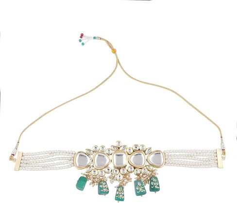 Beads Gold Plated Choker Jewelery Set with Necklace and Earrings for Women and Girls in Saudi Arabia