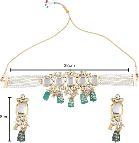 Beads Gold Plated Choker Jewelery Set with Necklace and Earrings for Women and Girls in Saudi Arabia