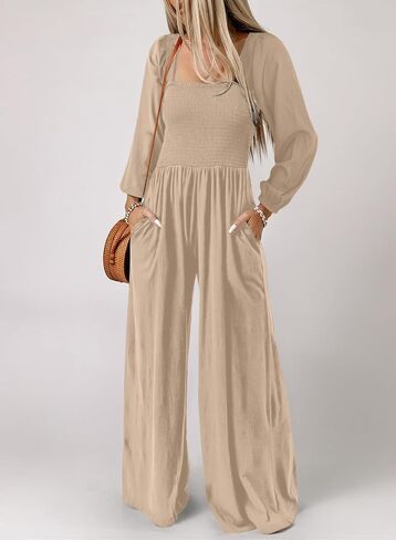 Dokotoo Women's Casual Loose Overalls Jumpsuits One Piece Sleeveless Wide Leg Long Pant Rompers With Pockets in Kuwait