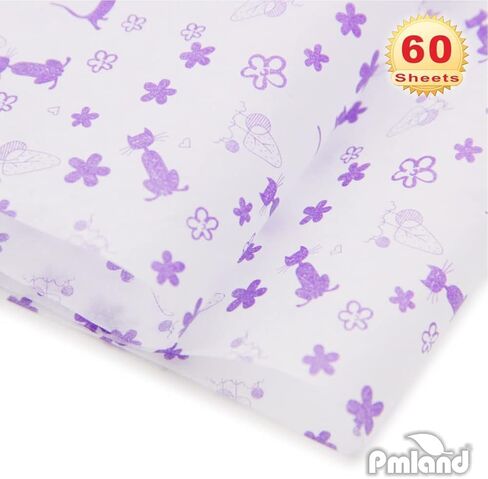 PMLAND Premium Quality Gift Wrap Printed Tissue Paper - Animal Footprint Patterned - 15 Inches X 20 Inches 60 Sheets in Saudi Arabia