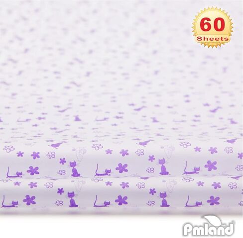 PMLAND Premium Quality Gift Wrap Printed Tissue Paper - Animal Footprint Patterned - 15 Inches X 20 Inches 60 Sheets in Saudi Arabia