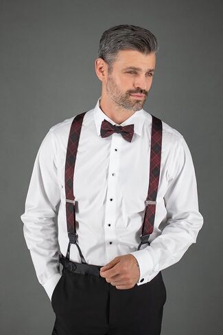 Trafalgar Men's Kincade Red Blackwatch Plaid Silk Bow Tie in Saudi Arabia