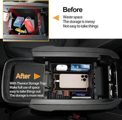 for Rivian R1S Accessories for Rivian R1T Accessories for RIVIAN 2025 2024 2023 2022 Car Center Console Organizer Armrest Cover Armrest Storage Box -Black in Saudi Arabia