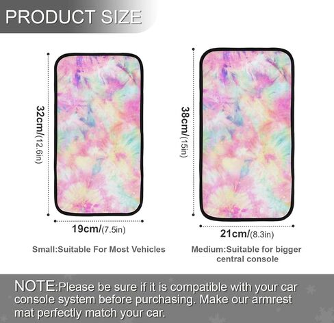 Pink Tie-dye Car Armrest Cover Pad Accessories Interior Protection 8.3x15inch Car handrail Box Cushion for Most Vehicle, SUV, Car in Saudi Arabia