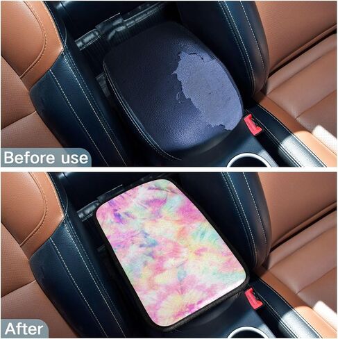 Pink Tie-dye Car Armrest Cover Pad Accessories Interior Protection 8.3x15inch Car handrail Box Cushion for Most Vehicle, SUV, Car in Saudi Arabia