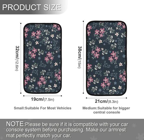 Little Pink Flowers Car Armrest Cover Pad Accessories Interior Protection 7.5x12.6inch Car Handrail Box Cushion for Most Vehicle, SUV, Car in Saudi Arabia