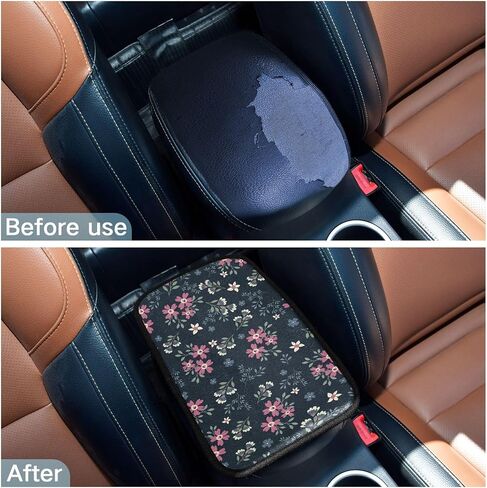 Little Pink Flowers Car Armrest Cover Pad Accessories Interior Protection 7.5x12.6inch Car Handrail Box Cushion for Most Vehicle, SUV, Car in Saudi Arabia