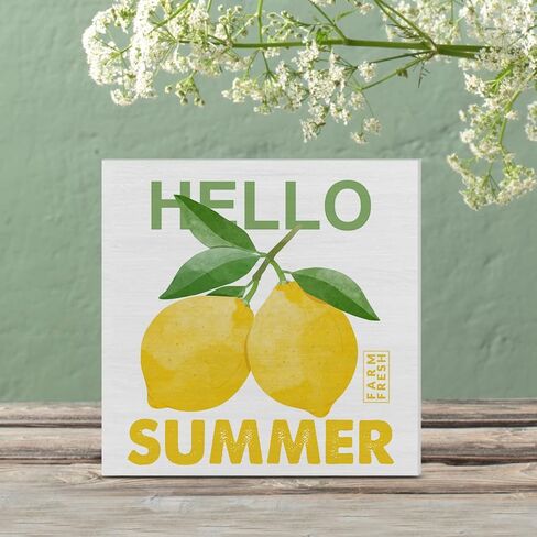 لافتة صندوق خشبي لبيت المزرعة لديكور المكتب مرحبًا بالصيف من الخشب، لافتة ديكور لجدار رف المطبخ المنزلي in Kuwait