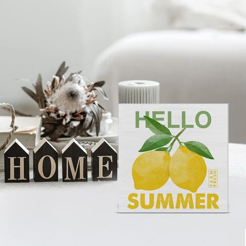 لافتة صندوق خشبي لبيت المزرعة لديكور المكتب مرحبًا بالصيف من الخشب، لافتة ديكور لجدار رف المطبخ المنزلي in Kuwait