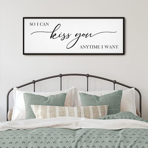 GraceView So I Can Kiss You Anytime I Want Sign - 42"x15" Framed Bedroom Sign Canvas Features A Beautifully Scripted Message Of Love And Comes Easy To Hang Accessories (Black) in Saudi Arabia