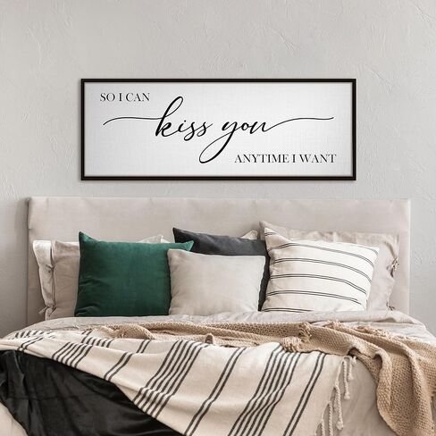 GraceView So I Can Kiss You Anytime I Want Sign - 42"x15" Framed Bedroom Sign Canvas Features A Beautifully Scripted Message Of Love And Comes Easy To Hang Accessories (Black) in Saudi Arabia