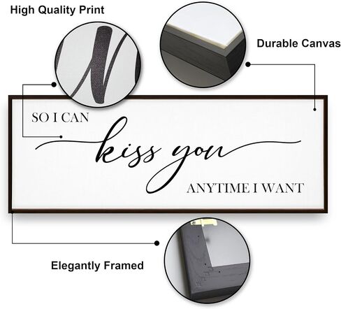 GraceView So I Can Kiss You Anytime I Want Sign - 42"x15" Framed Bedroom Sign Canvas Features A Beautifully Scripted Message Of Love And Comes Easy To Hang Accessories (Black) in Saudi Arabia
