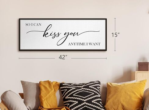 GraceView So I Can Kiss You Anytime I Want Sign - 42"x15" Framed Bedroom Sign Canvas Features A Beautifully Scripted Message Of Love And Comes Easy To Hang Accessories (Black) in Saudi Arabia