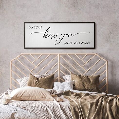 GraceView So I Can Kiss You Anytime I Want Sign - 42"x15" Framed Bedroom Sign Canvas Features A Beautifully Scripted Message Of Love And Comes Easy To Hang Accessories (Black) in Saudi Arabia