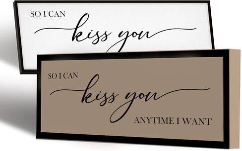 GraceView So I Can Kiss You Anytime I Want Sign - 42"x15" Framed Bedroom Sign Canvas Features A Beautifully Scripted Message Of Love And Comes Easy To Hang Accessories (Black) in Saudi Arabia