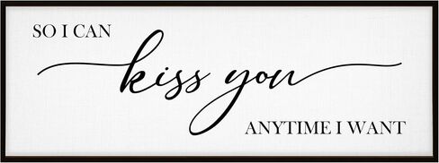 GraceView So I Can Kiss You Anytime I Want Sign - 42"x15" Framed Bedroom Sign Canvas Features A Beautifully Scripted Message Of Love And Comes Easy To Hang Accessories (Black) in Saudi Arabia