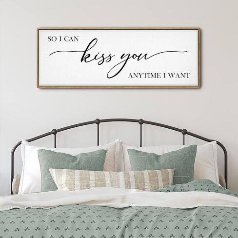 GraceView So I Can Kiss You Anytime I Want Sign - 42"x15" Framed Bedroom Sign Canvas Features A Beautifully Scripted Message Of Love And Comes Easy To Hang Accessories (Black) in Kuwait