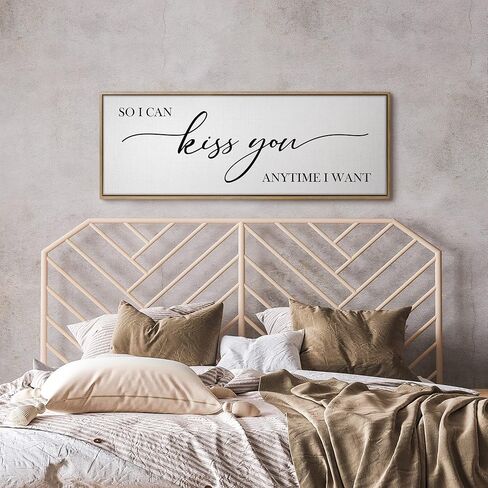 GraceView So I Can Kiss You Anytime I Want Sign - 42"x15" Framed Bedroom Sign Canvas Features A Beautifully Scripted Message Of Love And Comes Easy To Hang Accessories (Black) in Kuwait