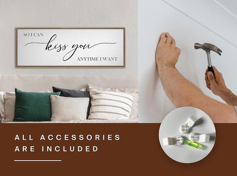 GraceView So I Can Kiss You Anytime I Want Sign - 42"x15" Framed Bedroom Sign Canvas Features A Beautifully Scripted Message Of Love And Comes Easy To Hang Accessories (Black) in Kuwait