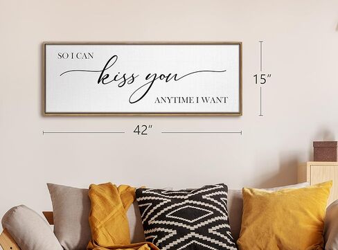 GraceView So I Can Kiss You Anytime I Want Sign - 42"x15" Framed Bedroom Sign Canvas Features A Beautifully Scripted Message Of Love And Comes Easy To Hang Accessories (Black) in Kuwait