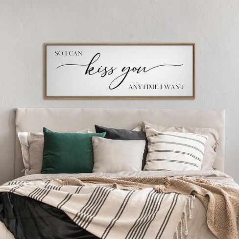 GraceView So I Can Kiss You Anytime I Want Sign - 42"x15" Framed Bedroom Sign Canvas Features A Beautifully Scripted Message Of Love And Comes Easy To Hang Accessories (Black) in Kuwait