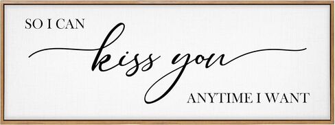 GraceView So I Can Kiss You Anytime I Want Sign - 42"x15" Framed Bedroom Sign Canvas Features A Beautifully Scripted Message Of Love And Comes Easy To Hang Accessories (Black) in Kuwait