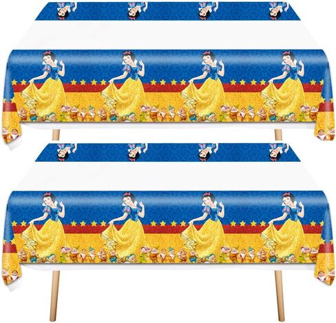 2 Pcs Snow White Theme Tablecloth, Princess Birthday Party Supplies Decorations Cartoon Party Table Cover (70.86" x 42.5") in Saudi Arabia