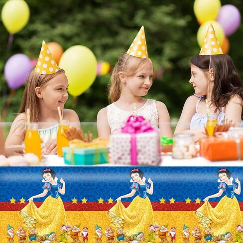 2 Pcs Snow White Theme Tablecloth, Princess Birthday Party Supplies Decorations Cartoon Party Table Cover (70.86" x 42.5") in Saudi Arabia