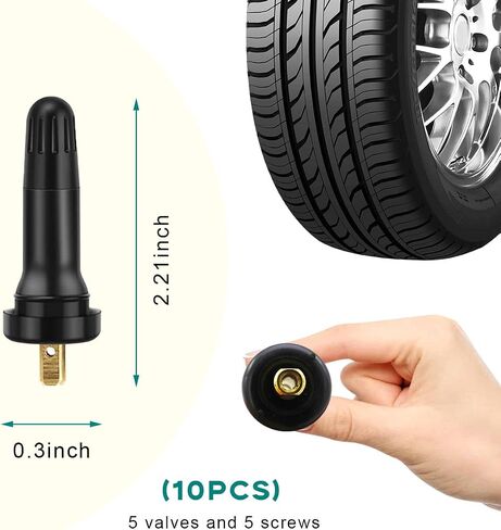 10PCS TPMS 20008 Tire Valve Stem, Rubber Snap-in Tubeless Tire Pressure Sensor Valve Stem, Tire Valve Stem Replacement for Enclave Escalade Avalanche Sierra, Car Accessories in Saudi Arabia