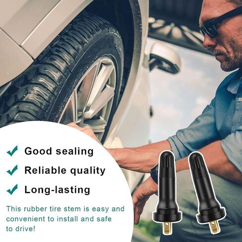 10PCS TPMS 20008 Tire Valve Stem, Rubber Snap-in Tubeless Tire Pressure Sensor Valve Stem, Tire Valve Stem Replacement for Enclave Escalade Avalanche Sierra, Car Accessories in Saudi Arabia
