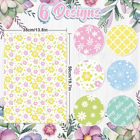 Whaline 90 Sheet Spring Tissue Paper Colorful Floral Pattern Gift Wrapping Paper 6 Flower Design Pastel Easter Tissue Paper for Spring Birthday Wedding Gift Packing DIY Art Craft, 13.8 x 19.7in in Saudi Arabia