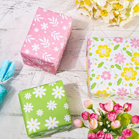 Whaline 90 Sheet Spring Tissue Paper Colorful Floral Pattern Gift Wrapping Paper 6 Flower Design Pastel Easter Tissue Paper for Spring Birthday Wedding Gift Packing DIY Art Craft, 13.8 x 19.7in in Saudi Arabia