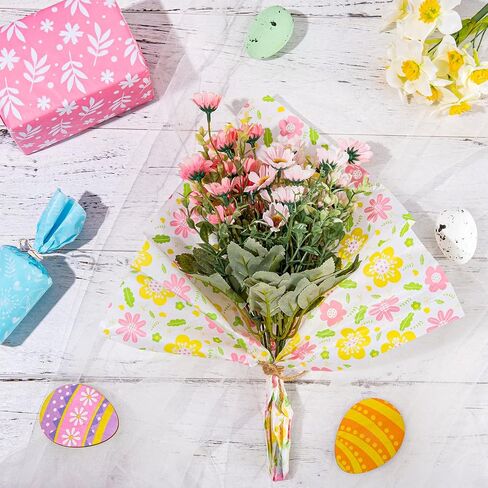 Whaline 90 Sheet Spring Tissue Paper Colorful Floral Pattern Gift Wrapping Paper 6 Flower Design Pastel Easter Tissue Paper for Spring Birthday Wedding Gift Packing DIY Art Craft, 13.8 x 19.7in in Saudi Arabia
