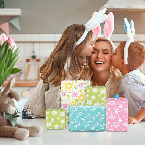 Whaline 90 Sheet Spring Tissue Paper Colorful Floral Pattern Gift Wrapping Paper 6 Flower Design Pastel Easter Tissue Paper for Spring Birthday Wedding Gift Packing DIY Art Craft, 13.8 x 19.7in in Saudi Arabia