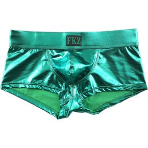 ABAFIP Men's Holographic Shiny Metallic Boxer Briefs Low Rise Wide Waistband Athletic Rave Bikini Undershorts