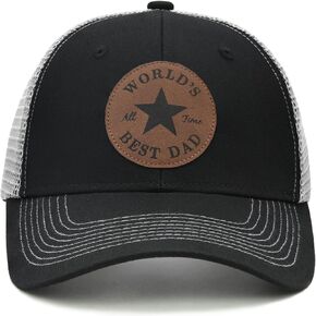 World's Best Dad Hat with Leather Patch, Fathers Day Birthday for Dad Husband from Wife Daughter Son Trucker Hat
