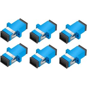 6PCS Blue SC Female to SC Female UPC Simplex Single Mode Fiber Optical Coupler,SC Singlemode Fiber Optic Adapter,Network Internet Connector Adapter with Mount Panel