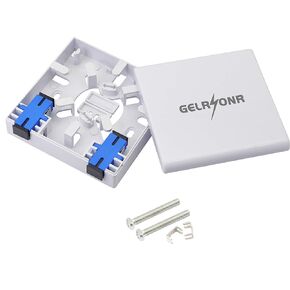 GELRHONR FTTH Fiber Panel Box Enclosure,2 Core Fiber Optic Terminal Distribution Junction Box Double-Port SC/UPC Type Panel Fiber Box ABS Plastic Outdoor Waterproof Dustproof DIY Case