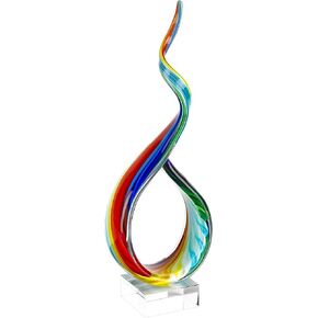 Badash Mini Rainbow Murano-Style Glass Sculpture - Home Decor Glass Art - 6" Tall Mouth-Blown Glass Decor on Crystal Base - Contemporary Home Decor Accent Piece